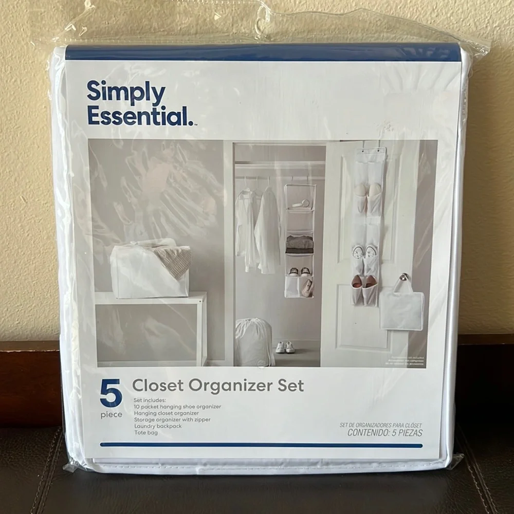 Simply Essential Closet Organizer 5 Piece Set in White - NWOT